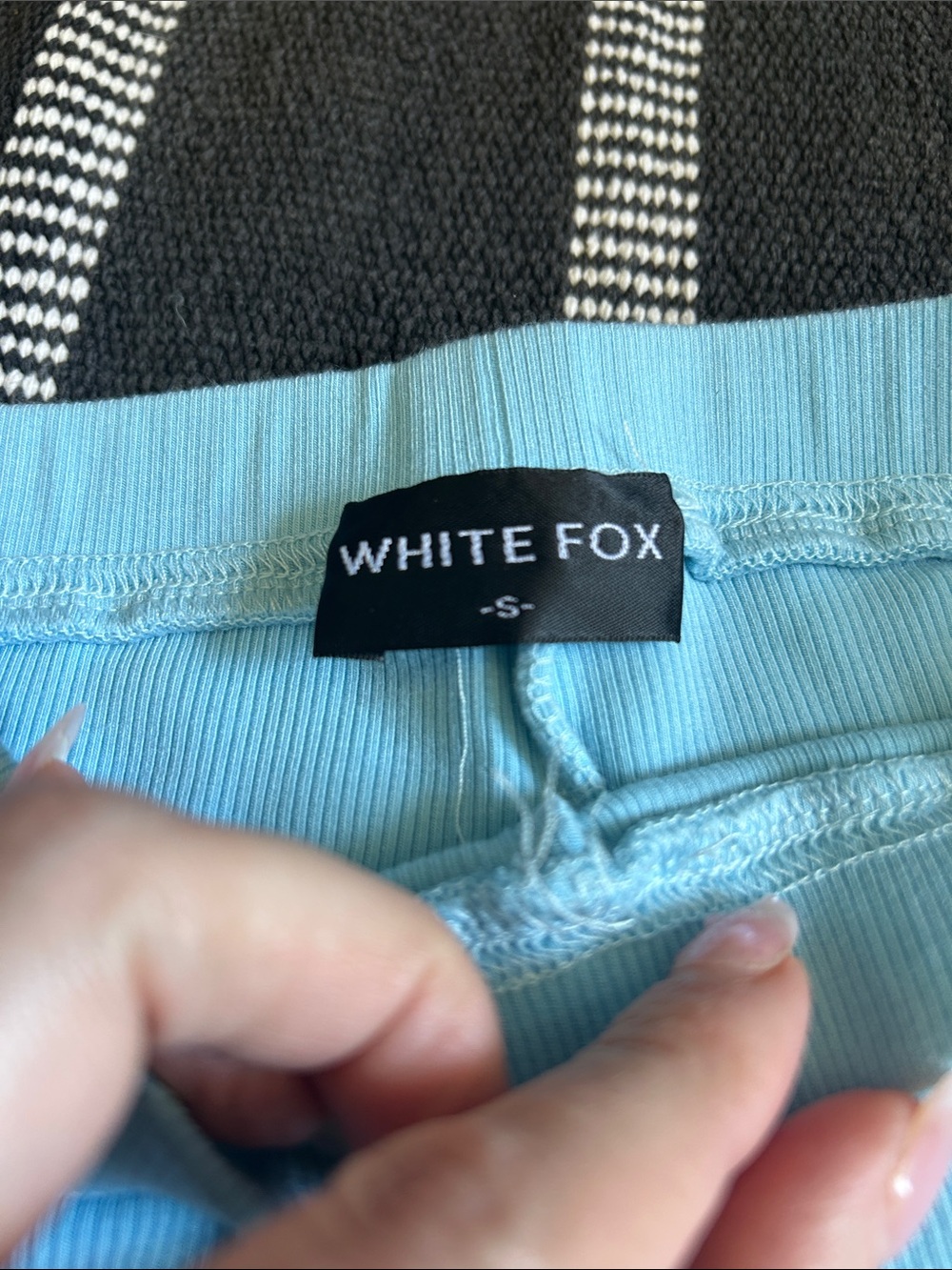 White Fox  Light Blue Ribbed Biker Shorts - Picture 3 of 3
